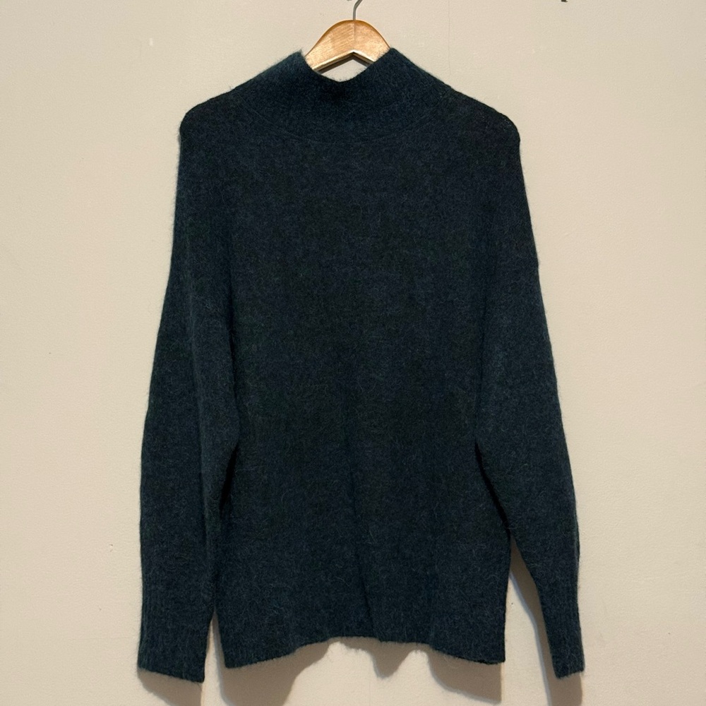 Banana Republic Fuzzy Mock Neck Sweater Dark Teal